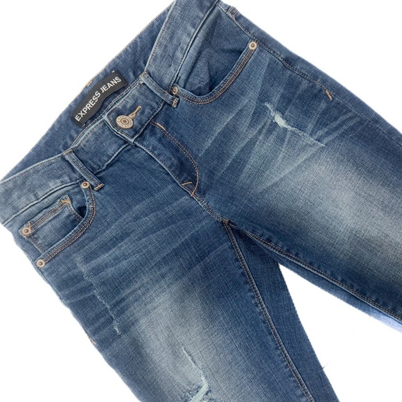 Express jeans medium wash “low rise legging” - Picture 4 of 7